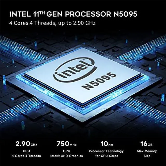 Alt view image 4 of 5 - Beelink New 11th Gen Intel 4-Cores N5095, Mini PC 8GB DDR4 RAM 256GB SSD, Mini Computer Dual HDMI 4K UHD/Gigabit Ethernet/Dual WiFi/BT/for Home/Office