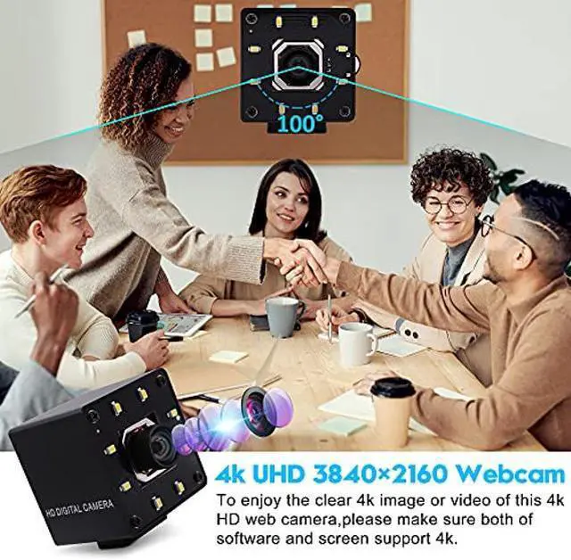 Alt view image 2 of 5 - ALPCAM USB Camera 4K Autofocus Webcam High Resolution UHD 2160P USB Camera with 8pcs IR LEDs,100degNo Distortion Lens Webcamera with IMX415 Sensor,30fps Plug and Play Web Cam for Video Conference