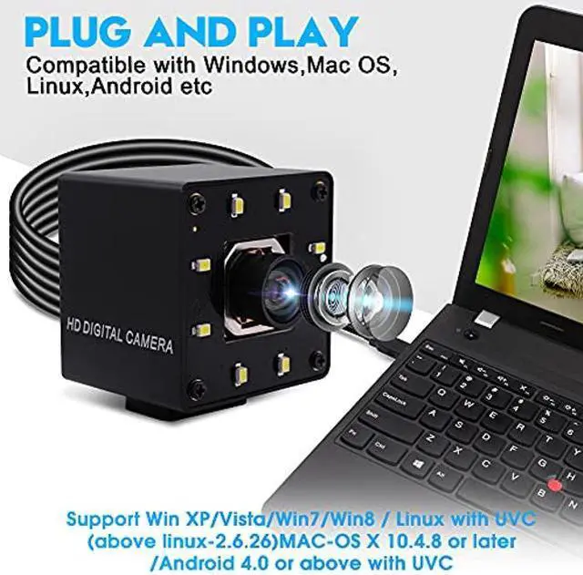 Alt view image 5 of 5 - ALPCAM USB Camera 4K Autofocus Webcam High Resolution UHD 2160P USB Camera with 8pcs IR LEDs,100degNo Distortion Lens Webcamera with IMX415 Sensor,30fps Plug and Play Web Cam for Video Conference
