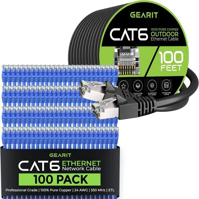 Main image of GEARit 100Pack 0.5ft Cat6 Ethernet Cable & 100ft Cat6 Cable