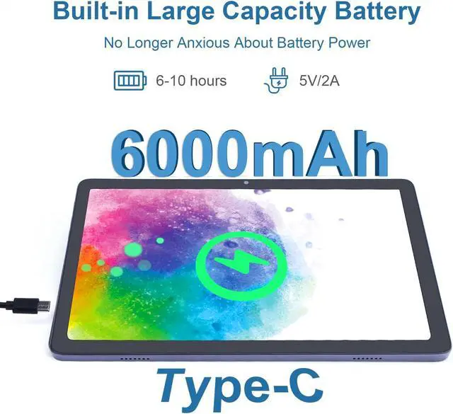 Alt view image 5 of 5 - 10.1 Inches Android Tablet, 1st Generation Tablet PC, 8GB RAM 128GB ROM, Eye Protection HD IPS Screen, Long Battery Life, 5MP, 13MP Dual Camera, WiFi Tablet for Adults Teenagers