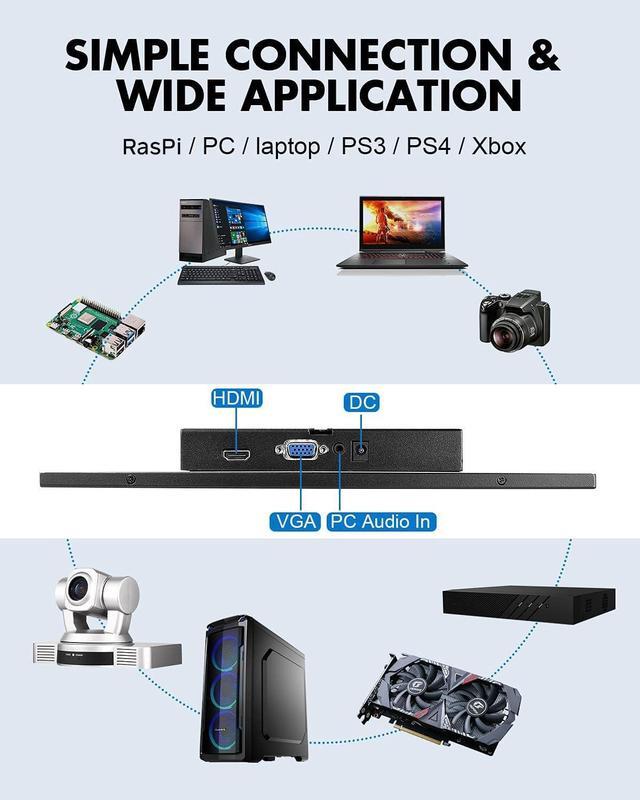 Alt view image 3 of 5 - Eyoyo 2K Small Monitor 12 Inch QHD 2160x1440, Thin IPS HDMI Screen CCTV Security Monitors VGA Portable Monitor for Laptop PC Computer PS4 PS5 Switch 4B/3B+/3B Windows 7/8/10