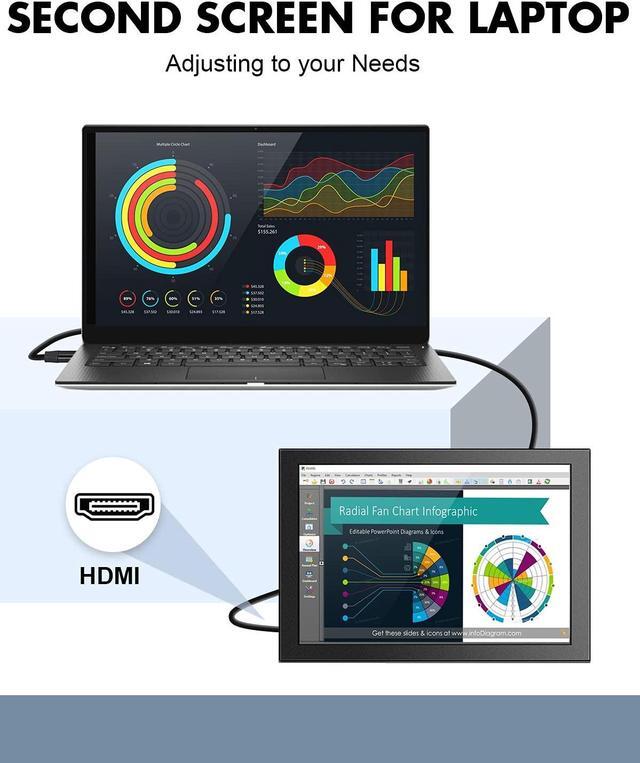 Alt view image 4 of 5 - Eyoyo 2K Small Monitor 12 Inch QHD 2160x1440, Thin IPS HDMI Screen CCTV Security Monitors VGA Portable Monitor for Laptop PC Computer PS4 PS5 Switch 4B/3B+/3B Windows 7/8/10