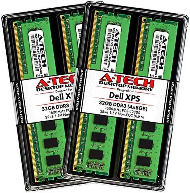 Main image of A-Tech 32GB (4 x 8GB) RAM for Dell XPS 8500, 8700 | DDR3 1600MHz PC3-12800 Non-ECC DIMM Max Memory Upgrade Kit