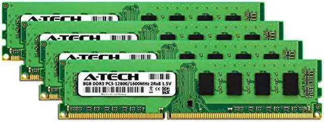 Alt view image 2 of 2 - A-Tech 32GB (4 x 8GB) RAM for Dell XPS 8500, 8700 | DDR3 1600MHz PC3-12800 Non-ECC DIMM Max Memory Upgrade Kit