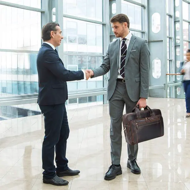 Alt view image 2 of 5 - compalo Men's Solid Thick Full Grain Leather 17.3" Laptop Briefcase Classic Messenger Bag Fit Business Travel