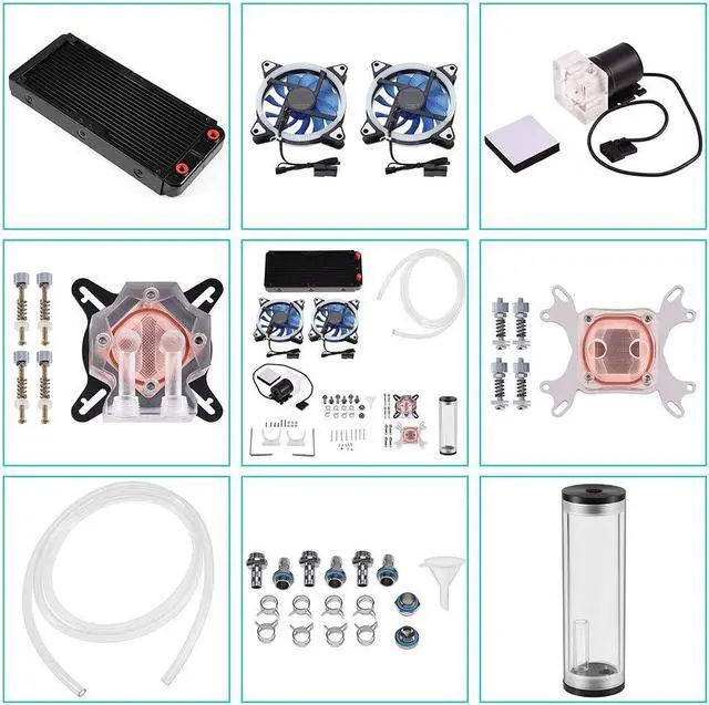 Diyeeni DIY Water Cooling Kit, 240mm Cooler Radiator G1 / 4