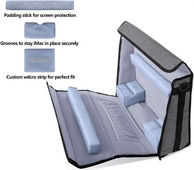 Alt view image 4 of 5 - Damero Carrying Tote Bag Compatible with Apple 27" iMac Desktop Computer, Travel Storage Bag for iMac 27-inch and Other Accessories, Gray