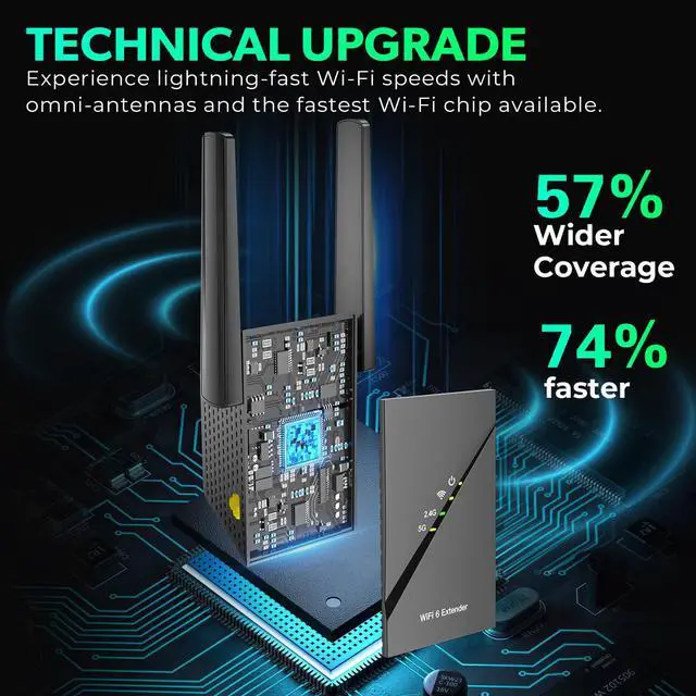 Alt view image 3 of 5 - 2025 WiFi 6 Extender Internet Booster for Home, Longest Range up to 18ksq. ft, 3000Mbps Dual Band 15X Speed Access Point, Wireless Internet Repeater with Gigabit Ethernet Port, Mesh WiFi, 1-Tap Setup