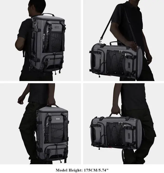 Alt view image 3 of 5 - WITZMAN Travel Backpack for Men Large Carry-on Convertible Shoulder Rucksack with Shoe Compartment Fit 17 Inch Laptop(B689 Silvery Grey)