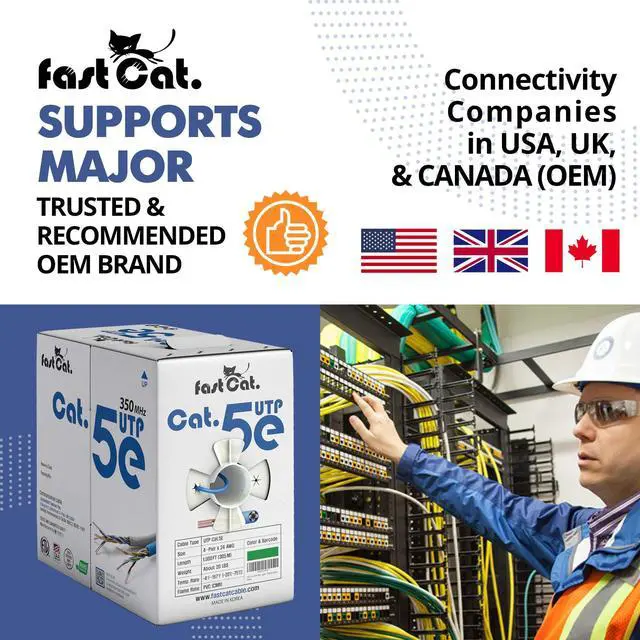 Alt view image 5 of 5 - fast Cat. Cat5e Ethernet Cable 1000ft - 24 AWG, CMR, Insulated Bare Copper Wire Cat 5 ethernet Cable with FastReel - 350MHZ / Gigabit Speed UTP Cable Cat5e - CMR (Orange)