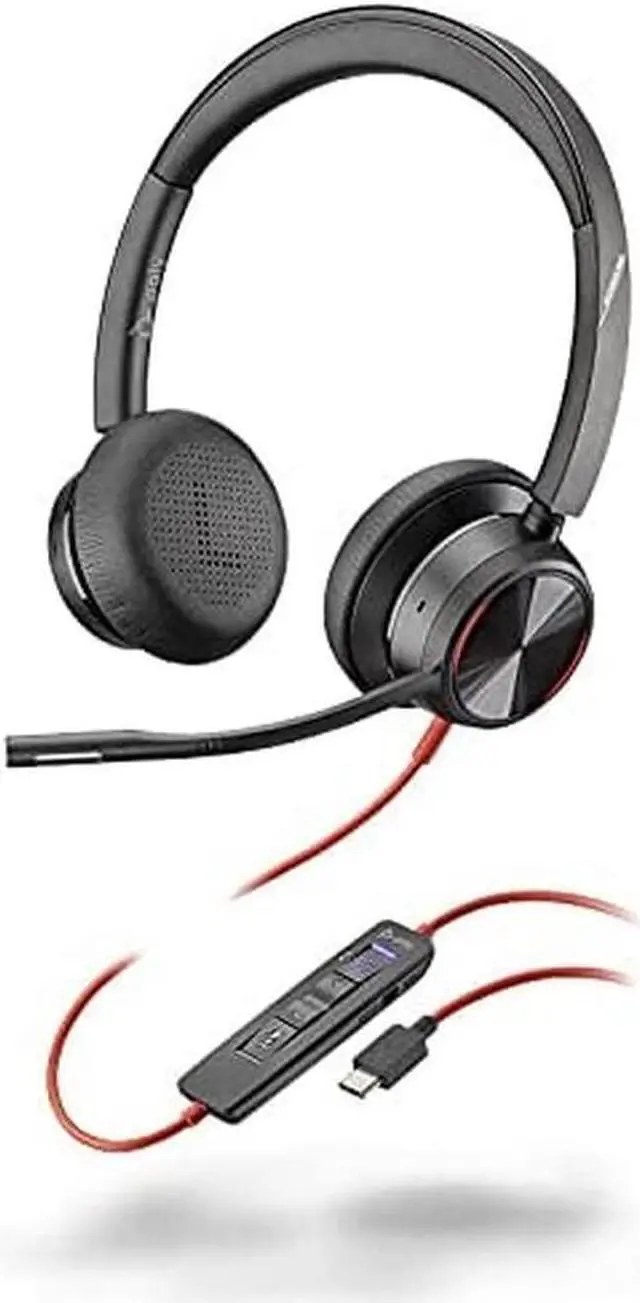 Plantronics Poly Blackwire 8225 Wired Headset with Boom Mic Dual