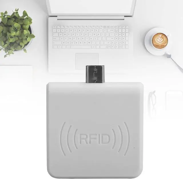 Alt view image 2 of 5 - Portable Phone RFID Readers, Micro USB UHF RFID Handheld Writer Reader, High Frequency RFID ID Reader for Smartphone (White)