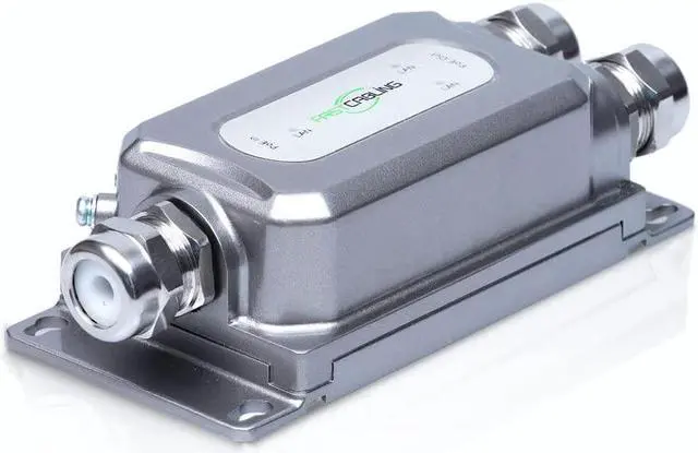 Main image of FASTCABLING 90W Outdoor PoE Extender 2 Port, Industrial Grade, Repeat 328ft PoE for Mesh, High Power PTZ Cameras, IP67 Waterproof, Complete Metal Design