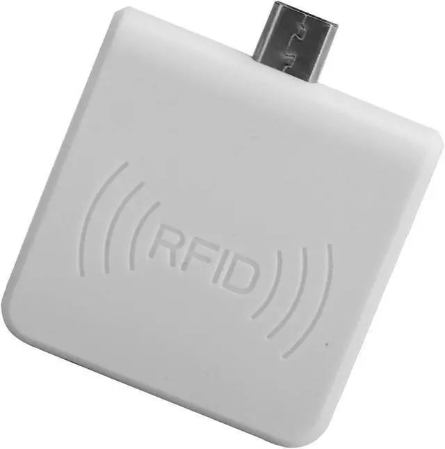 Alt view image 5 of 5 - Portable Phone RFID Readers, Micro USB UHF RFID Handheld Writer Reader, High Frequency RFID ID Reader for Smartphone (White)