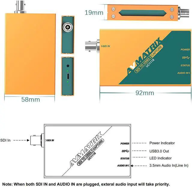 Alt view image 5 of 5 - AVMATRIX UC1118 SDI to USB 3.1/Gen1USB3.0 Powered USB3.1 Capture &Device - with High Definition 4K 1080P 60FPS