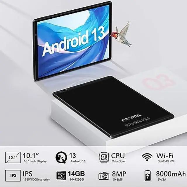 Alt view image 2 of 5 - 2024 Tablet 10 inch Android 13 Tablets with 14GB RAM 128GB ROM, Octa-Core 2.0 GHz, 8000mAh Battery, 5G WiFi, Bluetooth 5.0, HD IPS Touchscreen, 5+8MP Camera Tablet with Keyboard Mouse Case, Gift Black