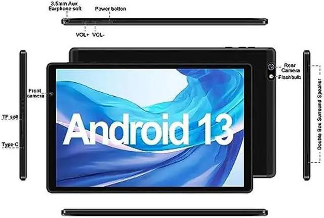 Alt view image 4 of 5 - 2024 Tablet 10 inch Android 13 Tablets with 14GB RAM 128GB ROM, Octa-Core 2.0 GHz, 8000mAh Battery, 5G WiFi, Bluetooth 5.0, HD IPS Touchscreen, 5+8MP Camera Tablet with Keyboard Mouse Case, Gift Black