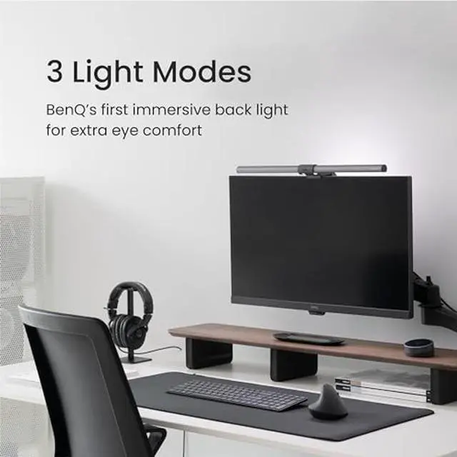 Alt view image 2 of 5 - BenQ ScreenBar Halo LED Monitor Light/Wireless Controller/Adjustable Brightness and Color Temperature/Eye-Care Monitor Light Bar/No Screen Glare/Space Saving/Curved Monitors/USB Powered