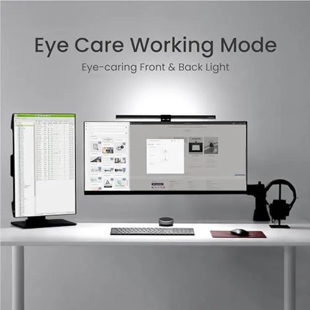 Alt view image 5 of 5 - BenQ ScreenBar Halo LED Monitor Light/Wireless Controller/Adjustable Brightness and Color Temperature/Eye-Care Monitor Light Bar/No Screen Glare/Space Saving/Curved Monitors/USB Powered