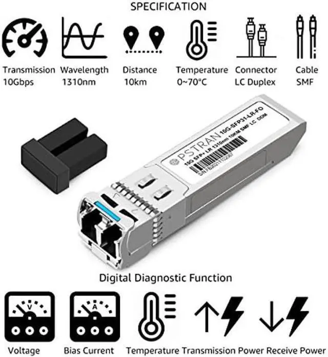 Alt view image 2 of 5 - OPSTRAN 10GBASE-LR SFP+ Optical Transceiver Module Compatible with Fortinet FN-TRAN-SFP+LR FS-TRAN-SFP+LR FG-TRAN-SFP+LR 10G SFP+ LR 1310nm 10km DDM Duplex LC SMF