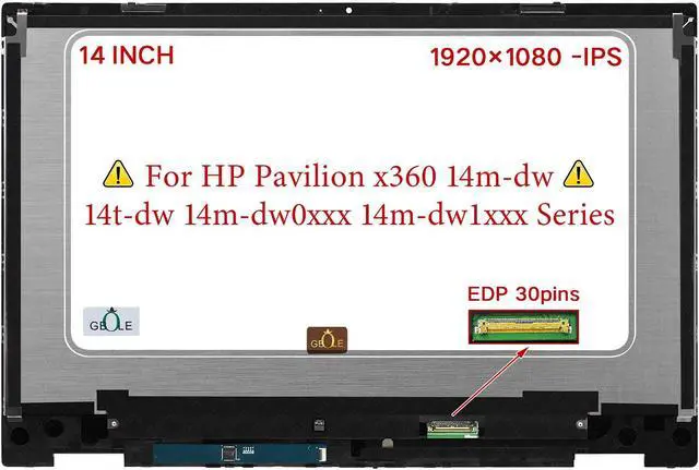 Alt view image 2 of 5 - GBOLE New Screen Replacement for HP Pavilion x360 14m-dw 14t-dw 14m-dw0013dx 14m-dw0023dx 14M-DW1023DX 14M-DW1033DX 14-DW0097NR Series L96516-001 LCD Display Touch Screen Digitizer Assembly