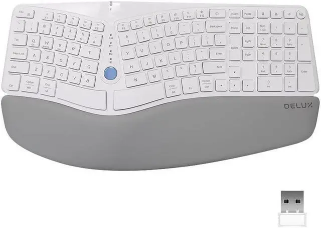 Alt view image 2 of 5 - DELUX Wireless Ergonomic Keyboard Mouse Combo, Split Ergo Keyboard GM901D-White and Large Vertical Mouse M618XSD-White