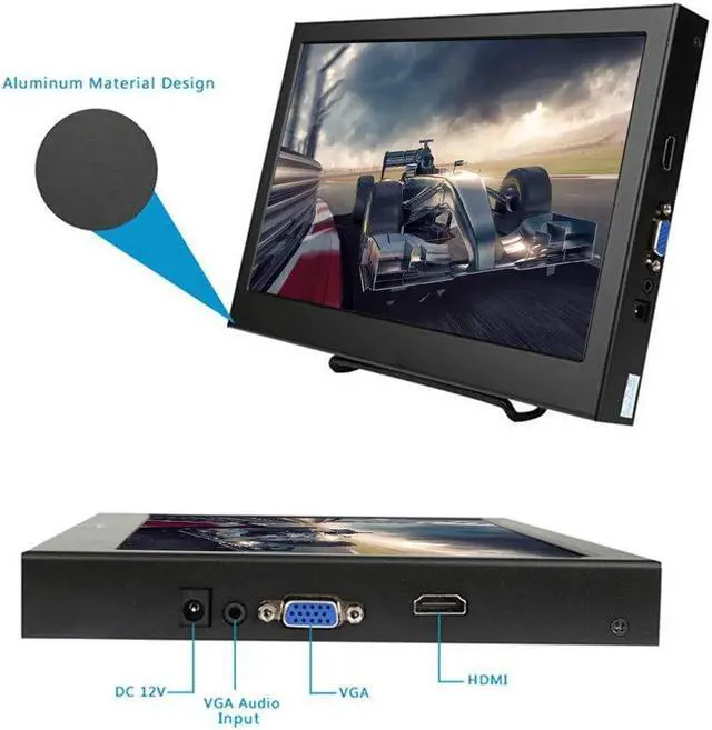 Alt view image 5 of 5 - Portable 11.6 Inch Monitor 16:9 Display 1920x1080 Full HD, 170° Widescreen Gaming Monitor with HDMI, VGA, Builtin Speakers, 3.5mm o Port, for Raspberry PS3