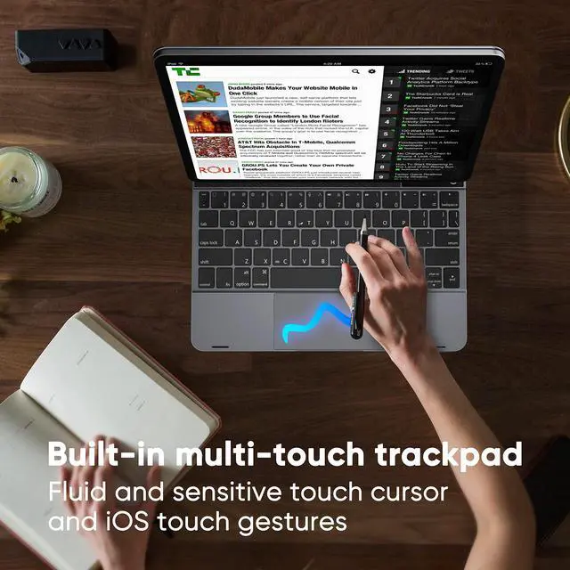 Alt view image 2 of 5 - doqo Keyboard case for iPad Air 11(M2) 2024,Air 5th,4th and iPad Pro 11(4th,3rd,2nd,1st Gen) with Touchpad Backlit,360deg Rotatable,Slim Metal Magnetic Floating Cantilever Stand