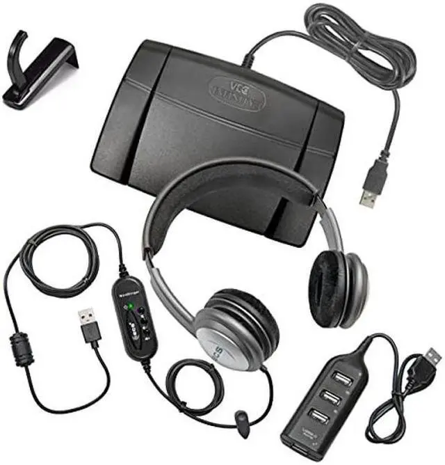 Main image of ECS OHUSB WordSlinger USB Transcription Headset with Infinity-3 USB Foot Pedal - Includes USB Hub and Hook Holder