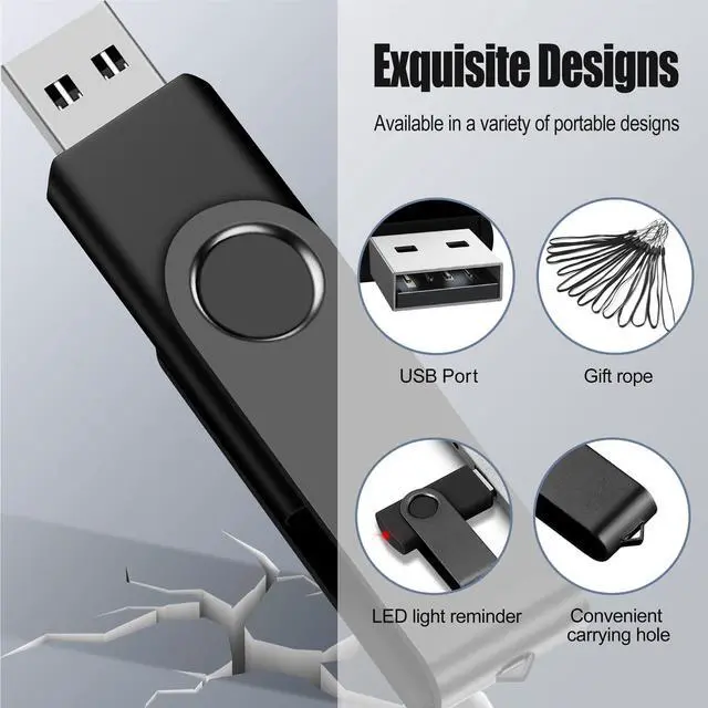 Alt view image 3 of 5 - EASTBULL 8GB USB Flash Drive Bulk Thumb Drives 50 Pack with Lanyards USB 2.0 Memory Sticks Zip Drive Pen Drive for Storage and Backup Black 50PCS 8GB