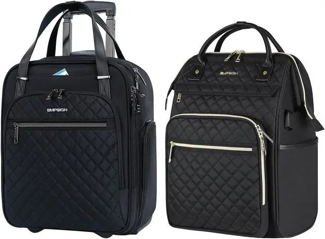 Main image of EMPSIGN 16" Underseat Carry On Wheeled&EMPSIGN Laptop Backpack for Women 17 Inch Travel Backpack Black
