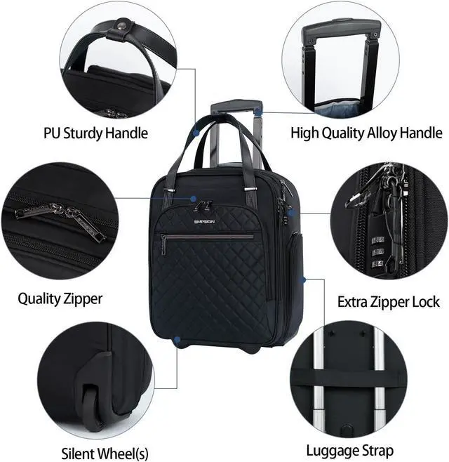 Alt view image 2 of 5 - EMPSIGN 16" Underseat Carry On Wheeled&EMPSIGN Laptop Backpack for Women 17 Inch Travel Backpack Black