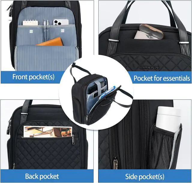 Alt view image 4 of 5 - EMPSIGN 16" Underseat Carry On Wheeled&EMPSIGN Laptop Backpack for Women 17 Inch Travel Backpack Black