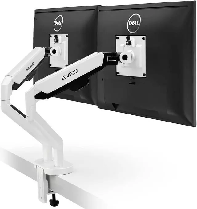 Main image of EVEO Premium Dual Monitor Mount 14"-35" Dual Monitor Arm VESA Bracket Adjustable Height Gas Spring Dual Monitor Stand, Screen Full Motion Dual Monitor Arm-Computer Monitor Stand for 2 Screens - White