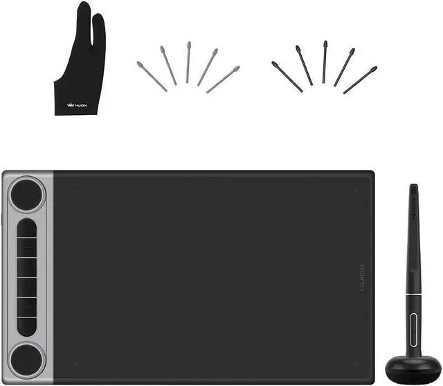 Main image of HUION Inspiroy Dial 2 Bluetooth Wireless Graphics Drawing Tablet with Dual Dials Bundle with Artist Glove for Digital Art, Animation and Graphics Design