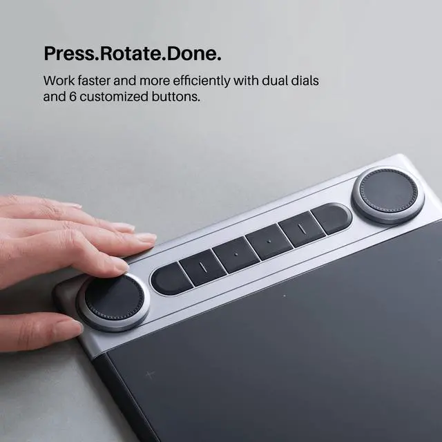 Alt view image 3 of 5 - HUION Inspiroy Dial 2 Bluetooth Wireless Graphics Drawing Tablet with Dual Dials Bundle with Artist Glove for Digital Art, Animation and Graphics Design