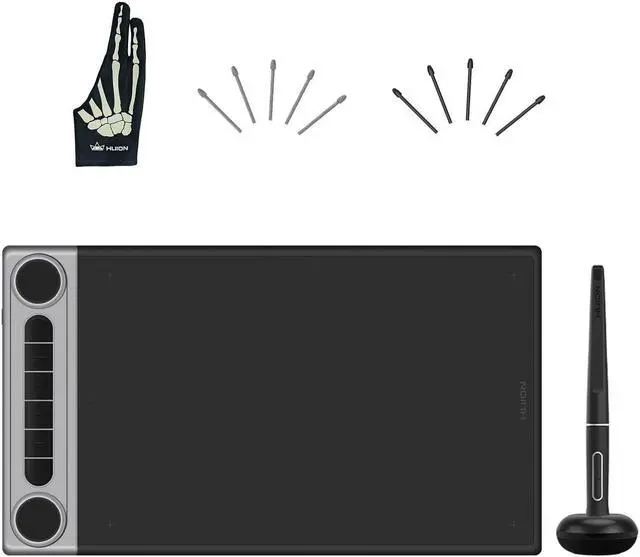 Main image of HUION Inspiroy Dial 2 Bluetooth Wireless Graphics Drawing Tablet with Dual Dials Bundle with Sketelon Glove for Digital Art, Animation and Graphics Design