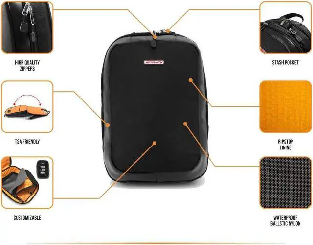Alt view image 3 of 5 - Jetpack Slim Backpack for DVS, Mobile, or Club DJ Gig Set, Bag Carry Laptop, Stand, Tablet, Headphone, Vinyl Records, USB Mobile Devices, Needle Case, Cables, Microphone & More. TSA Compliant (Black)