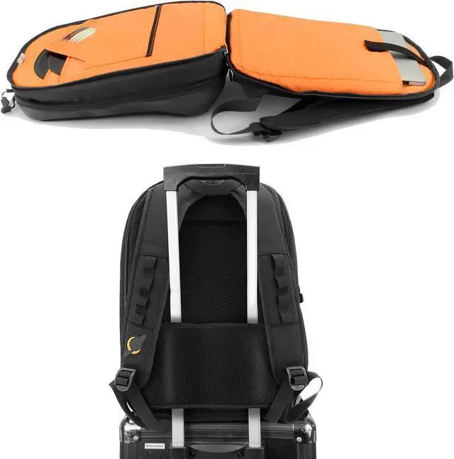 Alt view image 5 of 5 - Jetpack Slim Backpack for DVS, Mobile, or Club DJ Gig Set, Bag Carry Laptop, Stand, Tablet, Headphone, Vinyl Records, USB Mobile Devices, Needle Case, Cables, Microphone & More. TSA Compliant (Black)