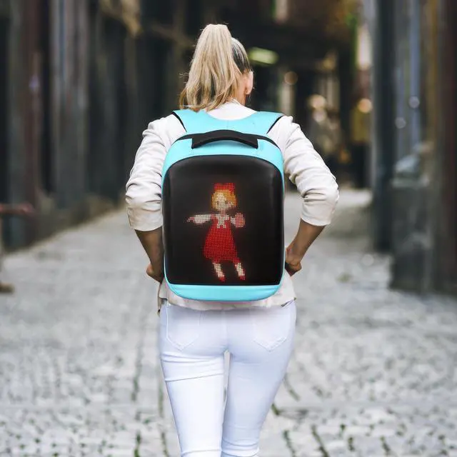 Alt view image 3 of 5 - Gelrova LED Backpack 17 Inch, City Serise Full Color Screen Programmable Screen Laptop Backpack, Work Bag Fashion Travel Backpack, Blue