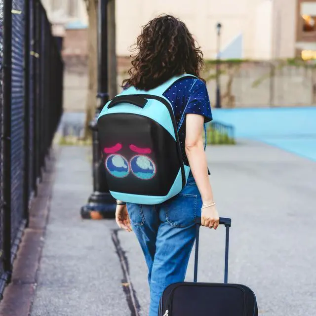 Alt view image 4 of 5 - Gelrova LED Backpack 17 Inch, City Serise Full Color Screen Programmable Screen Laptop Backpack, Work Bag Fashion Travel Backpack, Blue