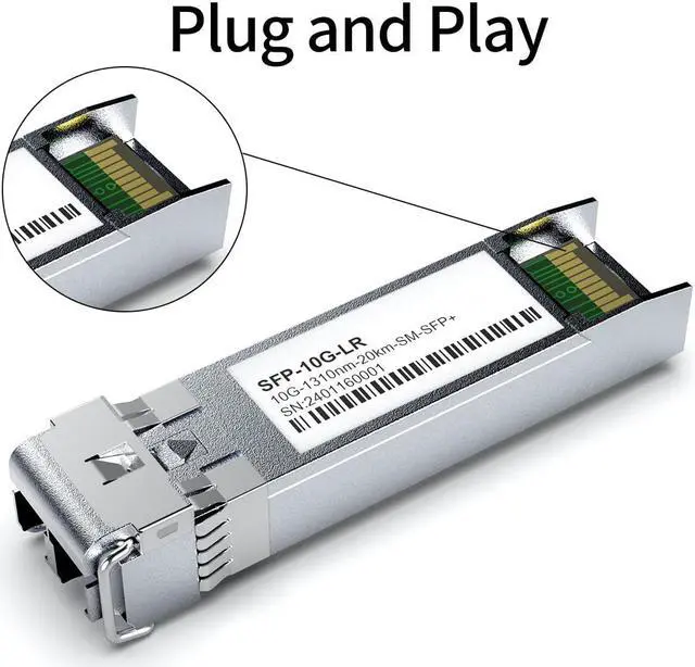 Alt view image 5 of 5 - 10Pack SFP+ 10GBase-LR SingleMode Module, 1310nm 10G LC SMF Fiber Optic Transceiver for Cisco SFP-10G-LR, Ubiquiti UniFi UF-SM-10G, Meraki MA-SFP-10GB-LR, Netgear, TP-Link and More (1310nm DDM 20km)