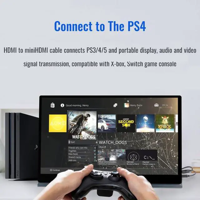 Alt view image 4 of 5 - GODETON Portable Monitor 15.6 inch Ultra-Slim IPS Display HDR Plug&Play,FHD 1080P USB C HDMI Aluminium Alloy housing Speakers External Monitor for Laptop PC Phone Mac Xbox (15.6-inch, Black)