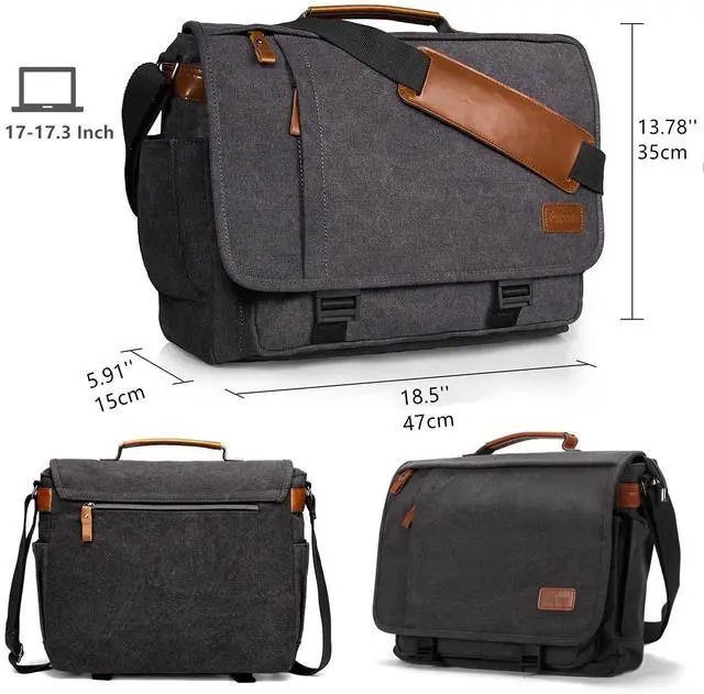 Alt view image 3 of 5 - ESTARER 17-17.3 Inch Computer Messenger Bag & 17.3 Inch Laptop Messenger Bag Water Resistant 3 in 1 Convertible Backpack