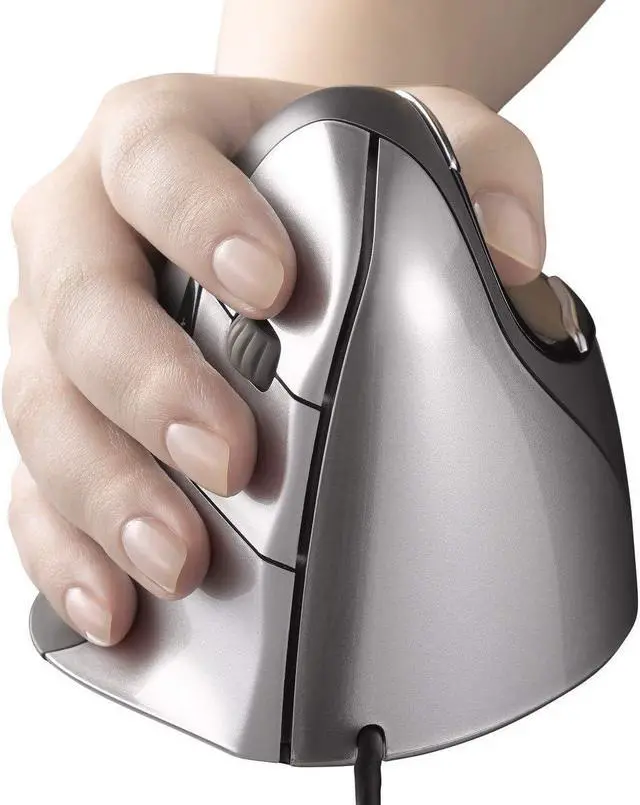 Alt view image 2 of 5 - Evoluent Vertical Mouse 4 Right Hand (VM4R) - Ergonomic USB Wired Mouse for Laptop and PC with Jestik Microfiber Cloth (Regular Size) Black