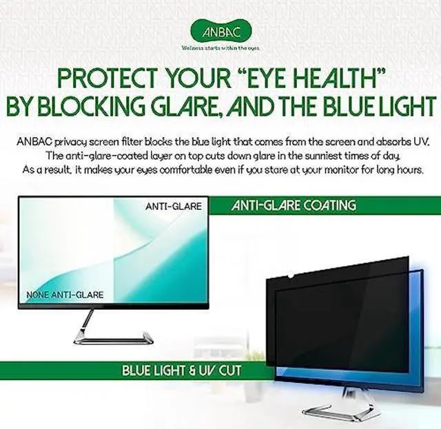 Alt view image 3 of 5 - ANBAC 19 Inch Desktop Privacy Screen Shield for 5:4 Monitor - Anti Glare Computer Privacy Screen Cover | Blue Light Blocking Screen Protector | Scratch Resistant UV Filter | Attachment Type