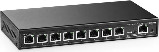 Main image of MokerLink 8 Port 2.5G Ethernet Managed Switch with 1 Port 10G Ethernet Uplink, 8 x 2.5G Base-T Ports Compatible with 10/100/1000Mbps, Metal Web Managed Fanless Network Switch