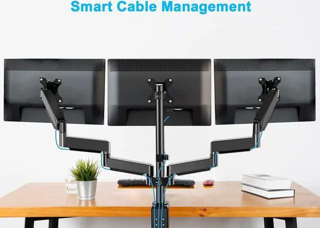 Alt view image 2 of 5 - MOUNT PRO Triple Monitor Desk Mount Fit 13-27 Computer Screens and Single Monitor Wall Mount Fit 13-32 Inch Computer Screens, Each Monitor Arm Holds up to 17.6 lbs, VASE Monitor Mount 75x75, 100x100