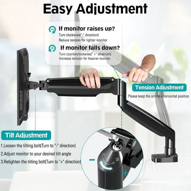 Alt view image 2 of 5 - MOUNT PRO Dual Monitor Desk Mount fits 22 to 35 Ultrawide Computer Screen, Holds up to 26.4lbs Each, Fully Adjustable Long Monitor Arm for Two Monitors, Gas Spring Monitor Stand, 100x100 VESA Mount